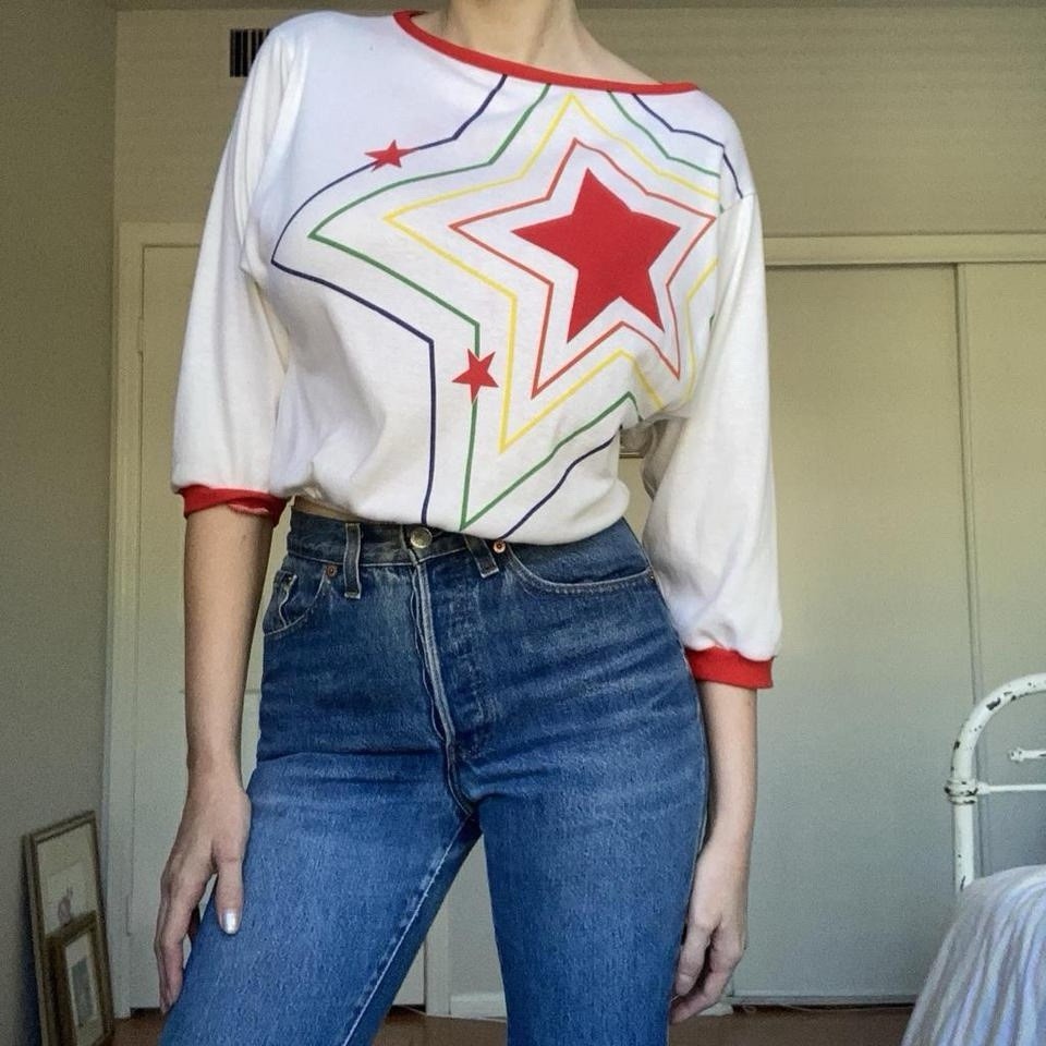 Vintage Star 70s 80s Retro Uni Jersey Shirt 