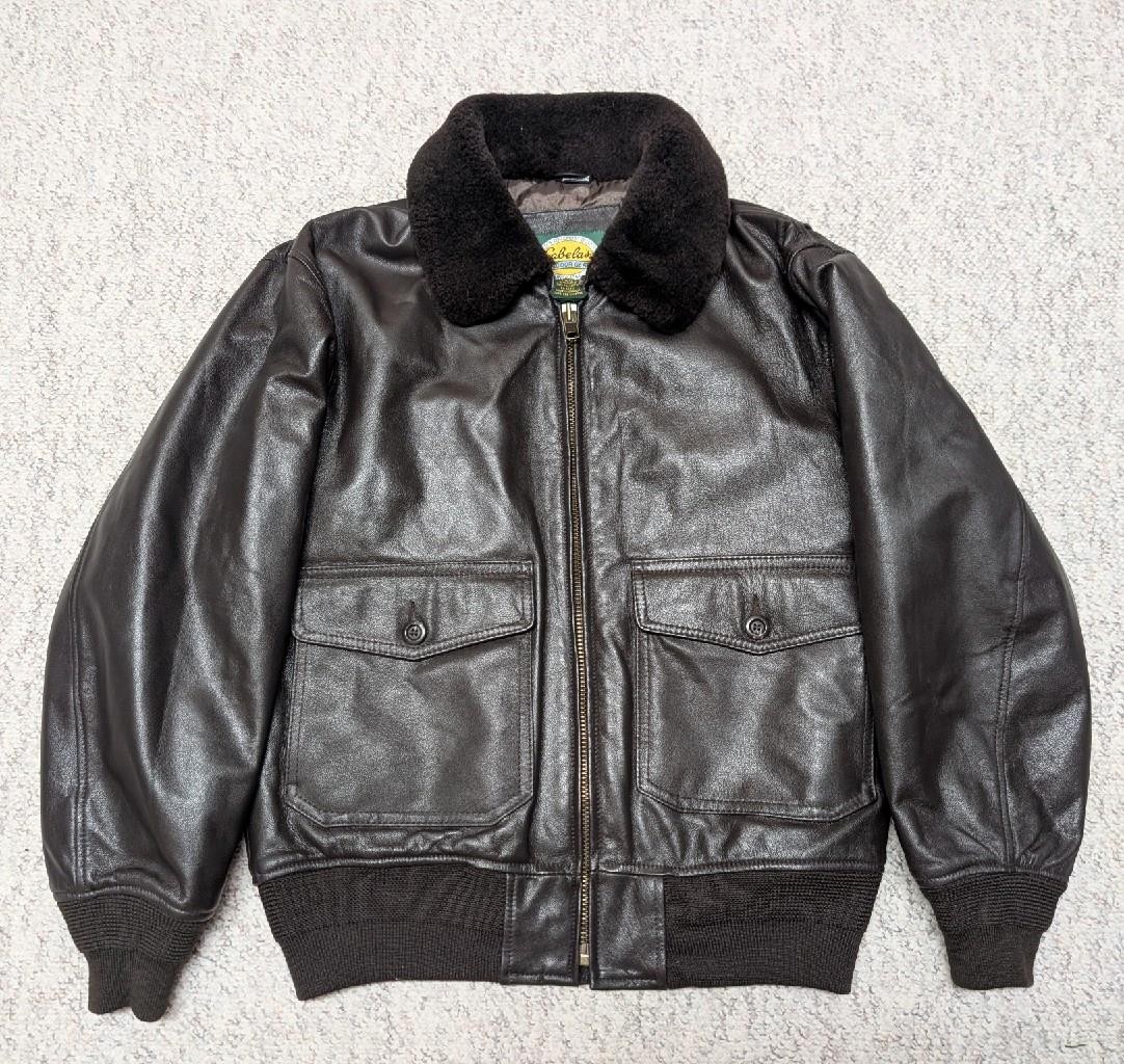 vintage G1 leather bomber M brown 42 wool SHEARLING mouton collar CABELAS jacket