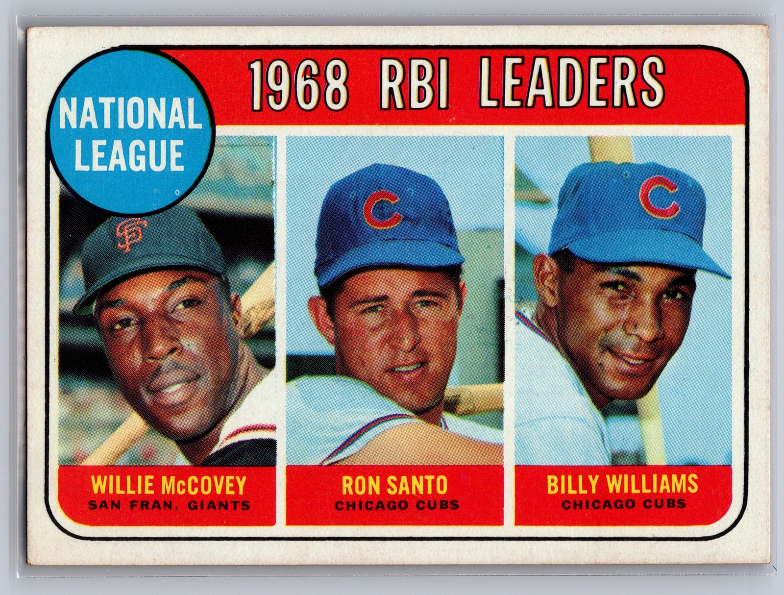 1969 Topps #4 National League RBI Leaders (W McCovey / R Santo / B Williams)