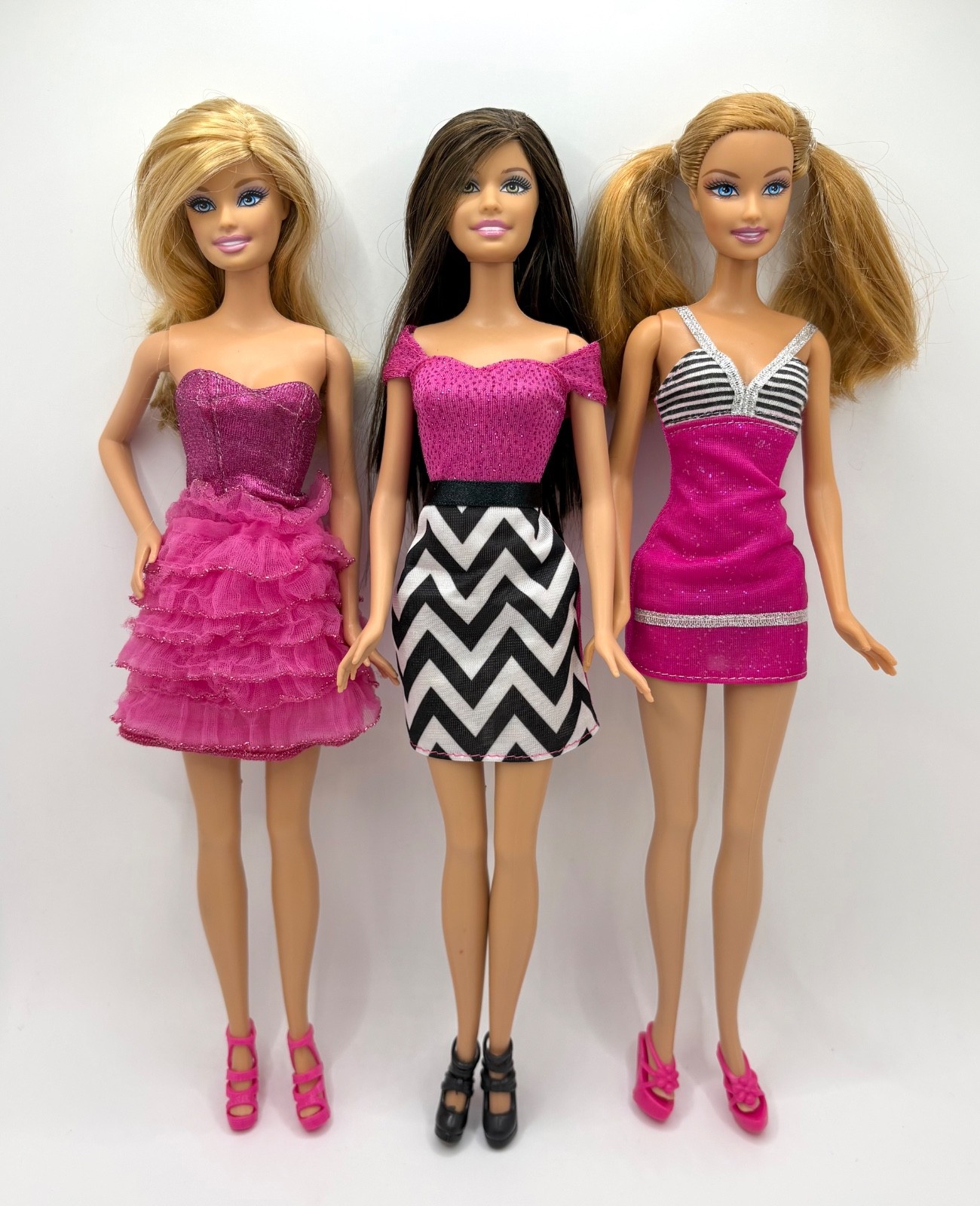 Barbie Fashionistas 2010’s Lot of 3 Dolls Redressed Pink Fashion (Read Descript)