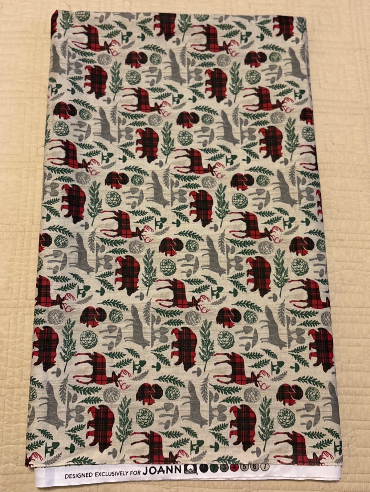 Joann Hunting Fabric 4 Yards + x 44”Rustic Cabin Woodlands Deer Bear Fox Buffalo