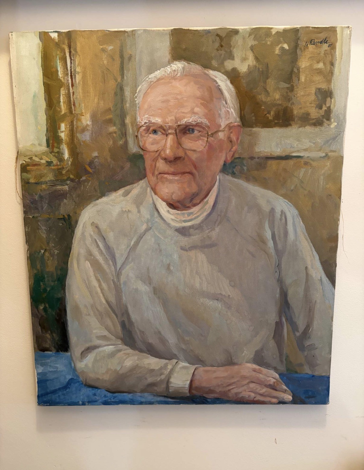 Vintage Distinguished  Older Gentleman Oil on Canvas Painting 20x24 ￼
