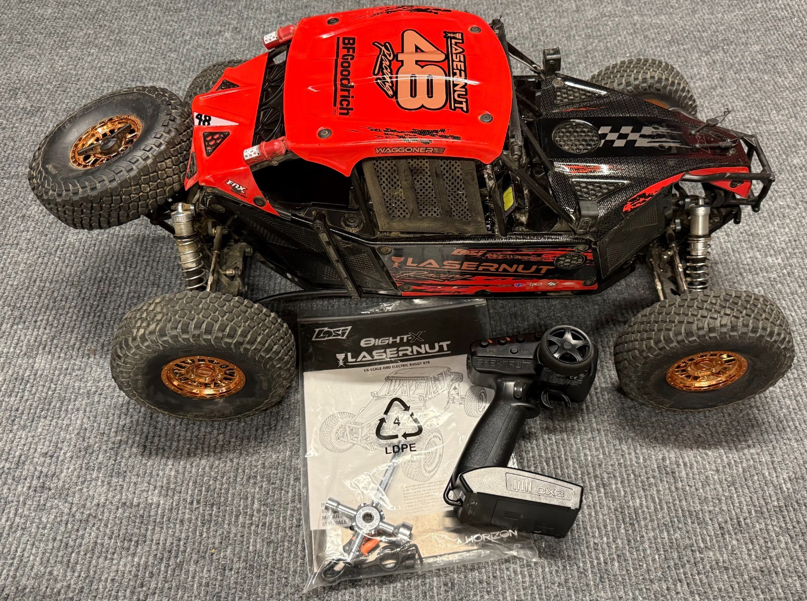 Losi Super Lasernut 1/6th RC Off Road Hobby Car 48 Hobby Remote Control Used
