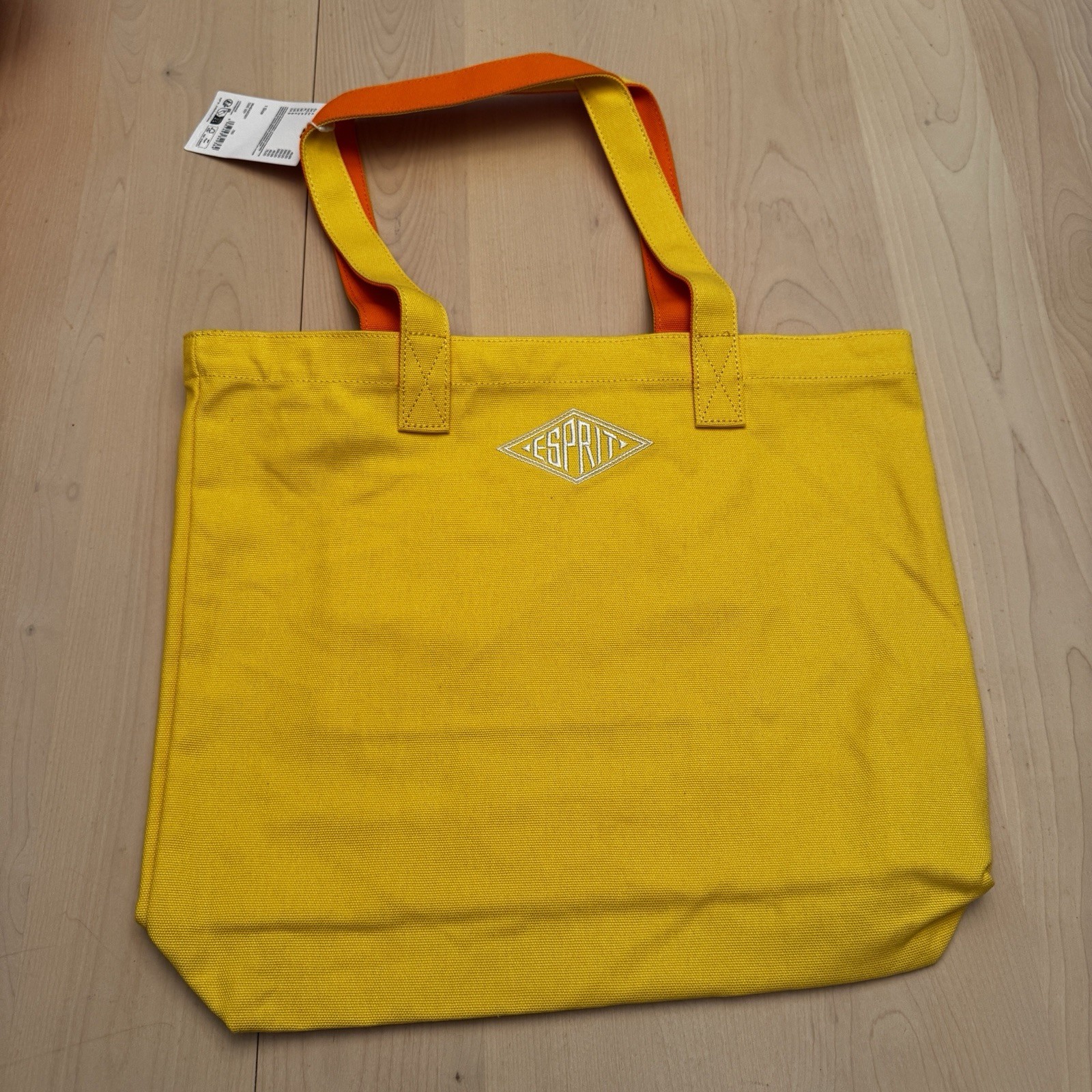 ESPRIT Vintage Throw-back 90\'s Yellow Orange Canvas Tote NWT Authentic ESPRIT Vintage Throw-back 90\'s Yellow Orange Canvas Tote NWT Authentic