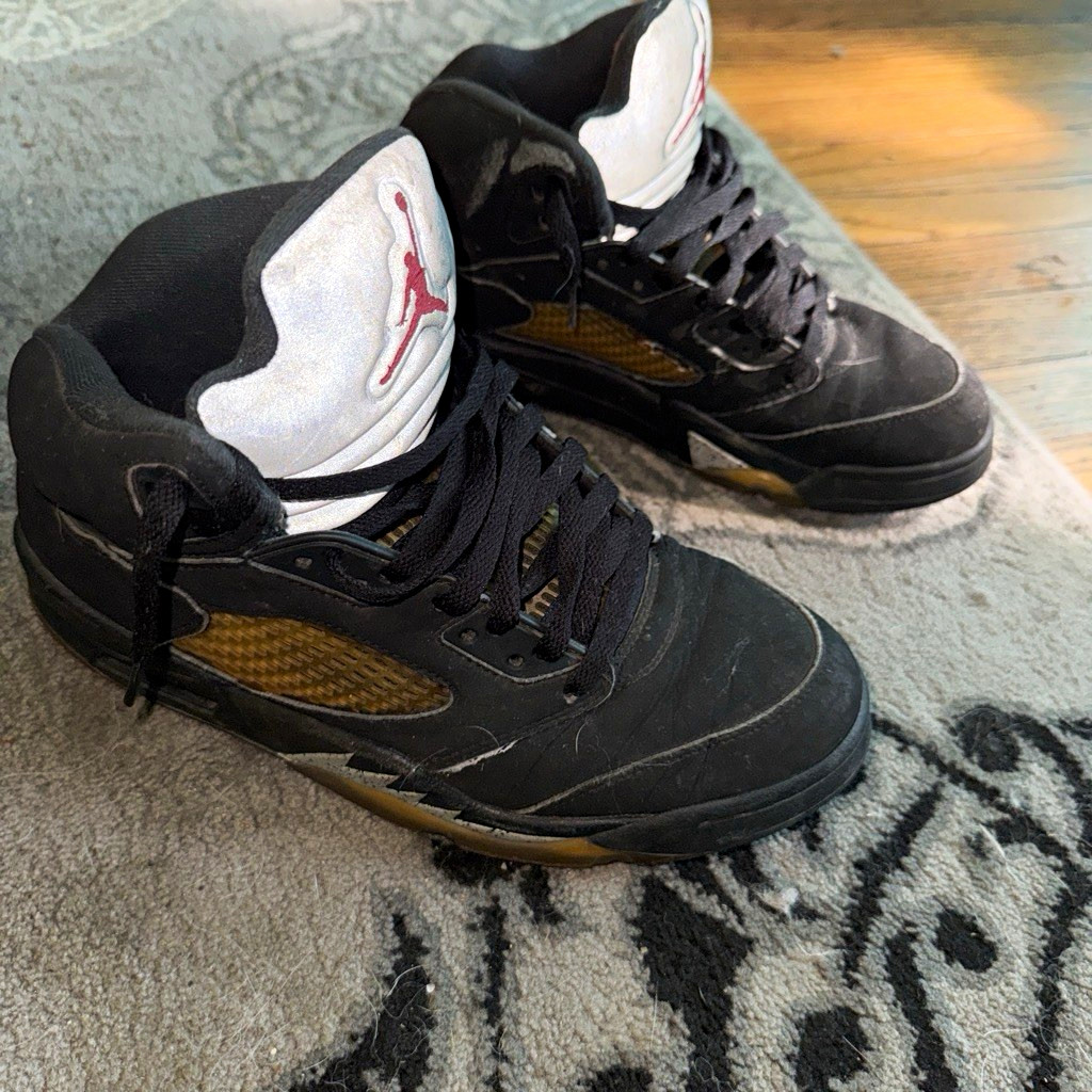 Jordan Air Jordan 5 Men’s High Top Lace-Up Basketball Sneakers Black/White/Red Jordan Air Jordan 5 Men’s High Top Lace-Up Basketball Sneakers Black/White/Red