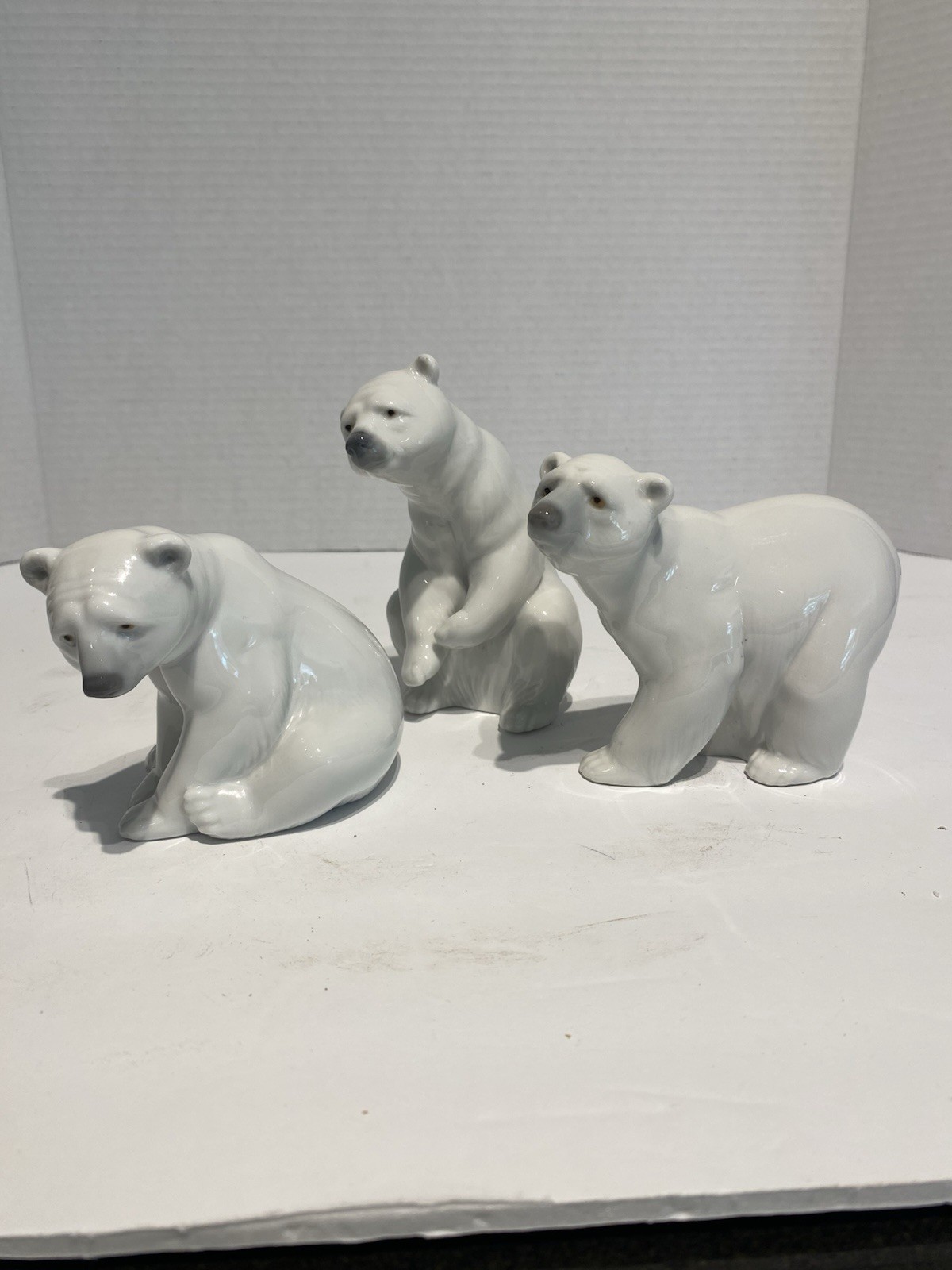 3 Lladro Polar Bears Made between 1971-1977