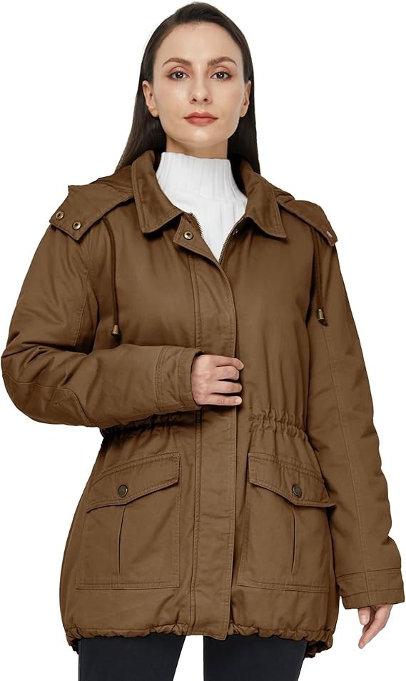 WenVen Women\'s Winter Warm Military Parka Jacket with Detachable Hood Size 2X WenVen Women\'s Winter Warm Military Parka Jacket with Detachable Hood Size 2X