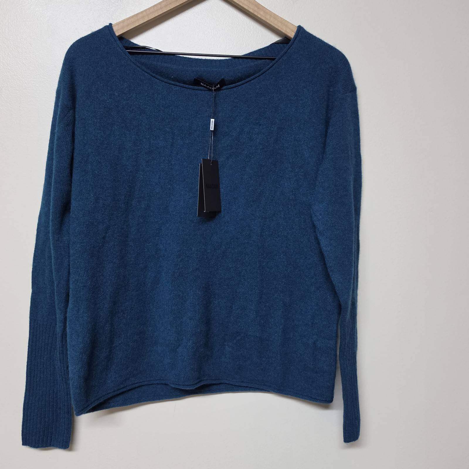Naadam Womens Cashmere Boatneck Sweater Small Peacock Blue 100% Cashmere NWT
