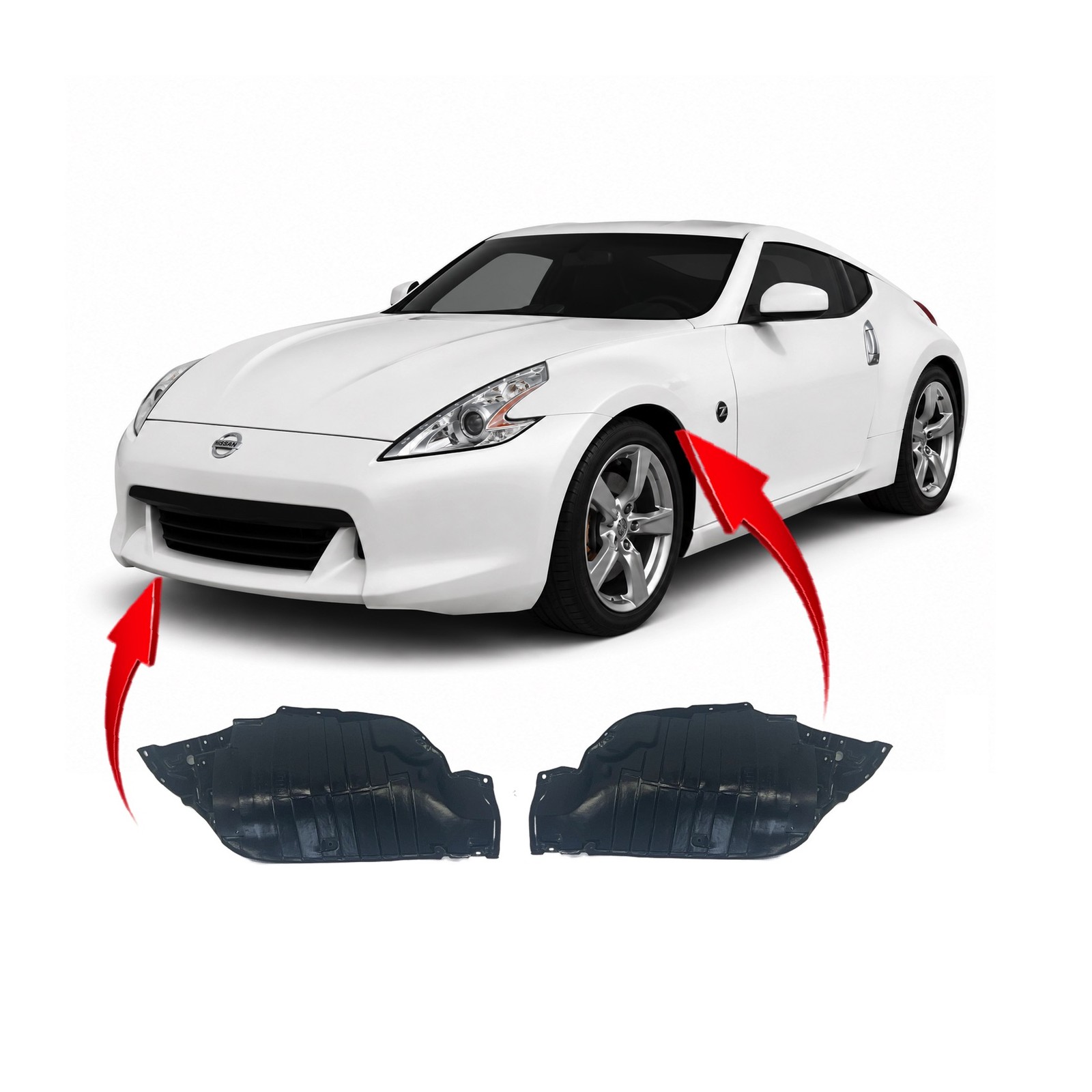 2009-2019 Nissan 370Z Front Fender Liner Set NI1248121 638451EA0A 638441EA0A