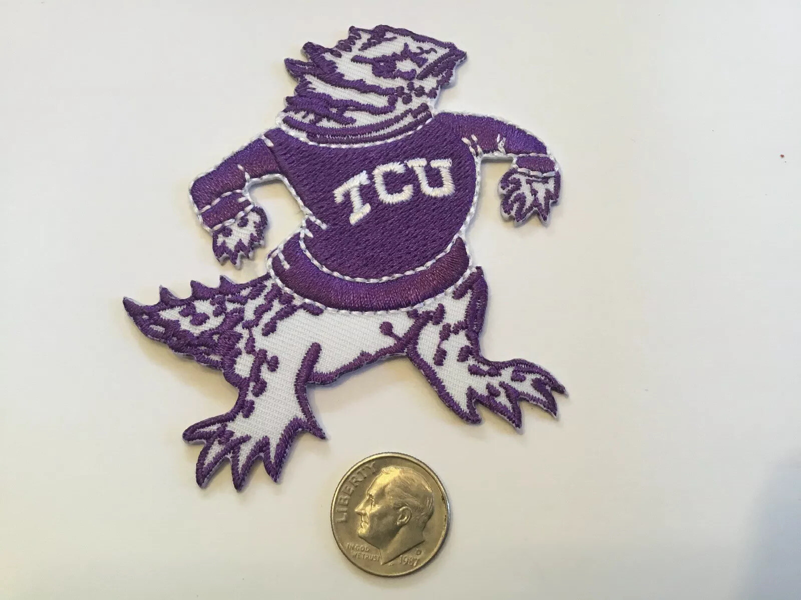 TCU TEXAS CHRISTIAN HORNED FROGS Vintage Embroidered Iron On Patch 3” X 2.5”