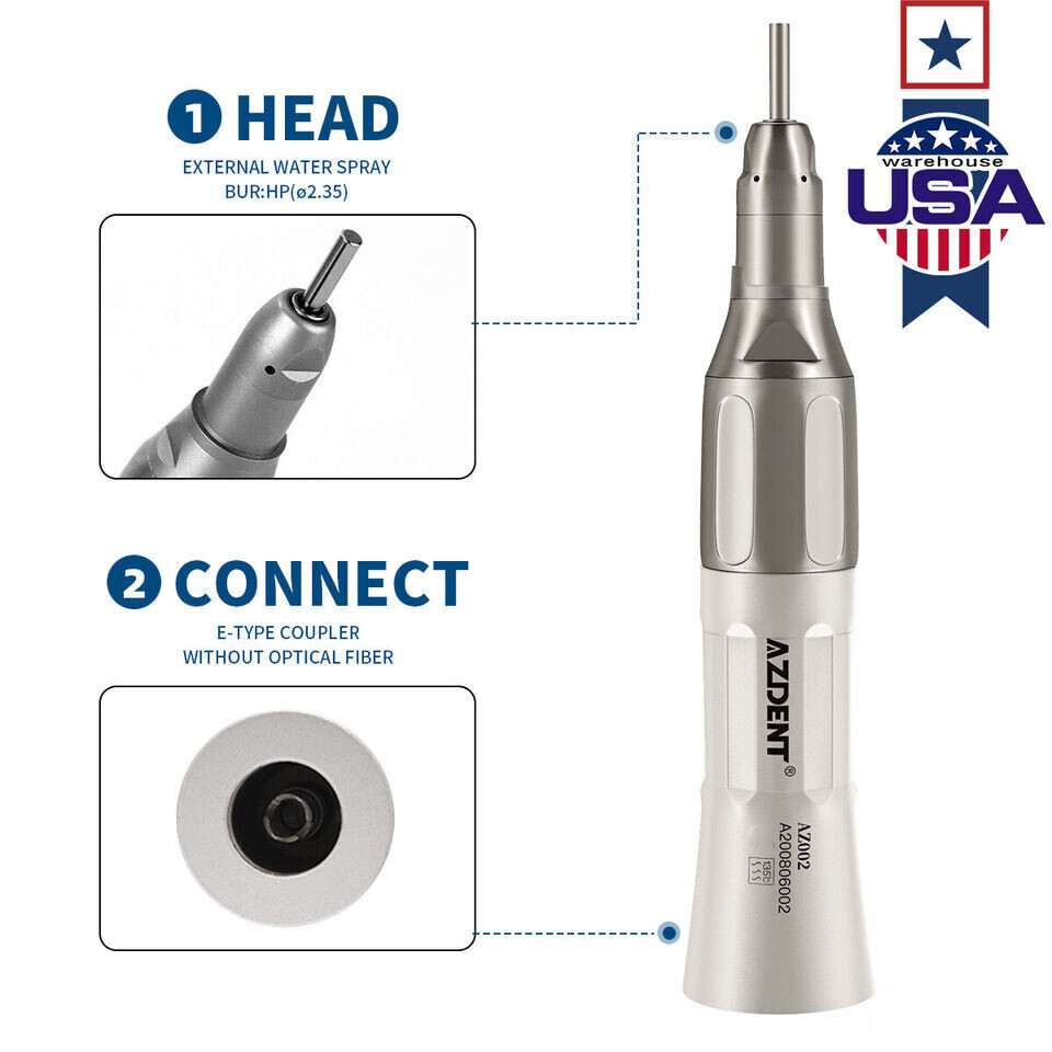 AZDENT Dental Slow Low Speed Handpiece Straight Contra Angle Air Motor 4/2Holes
