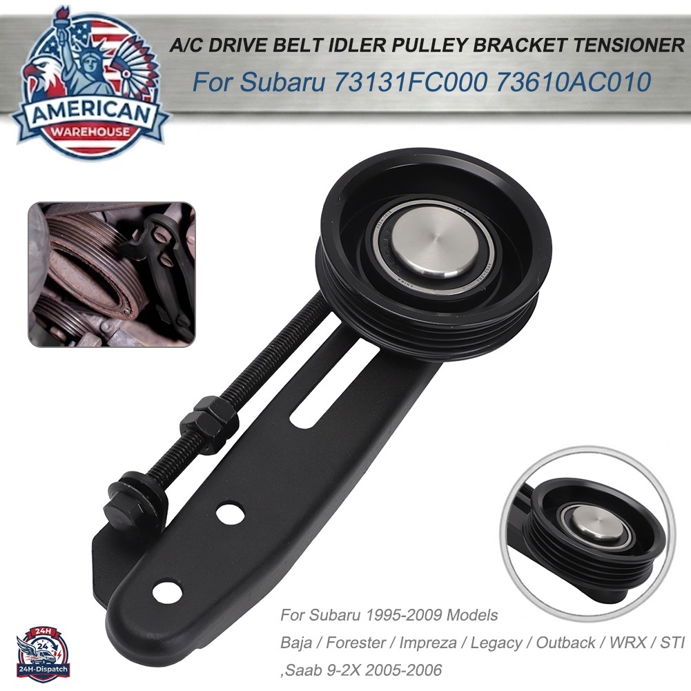 For 1995-2009 Subaru A/C Drive Belt Idler Pulley Bracket Tensioner with Bolts