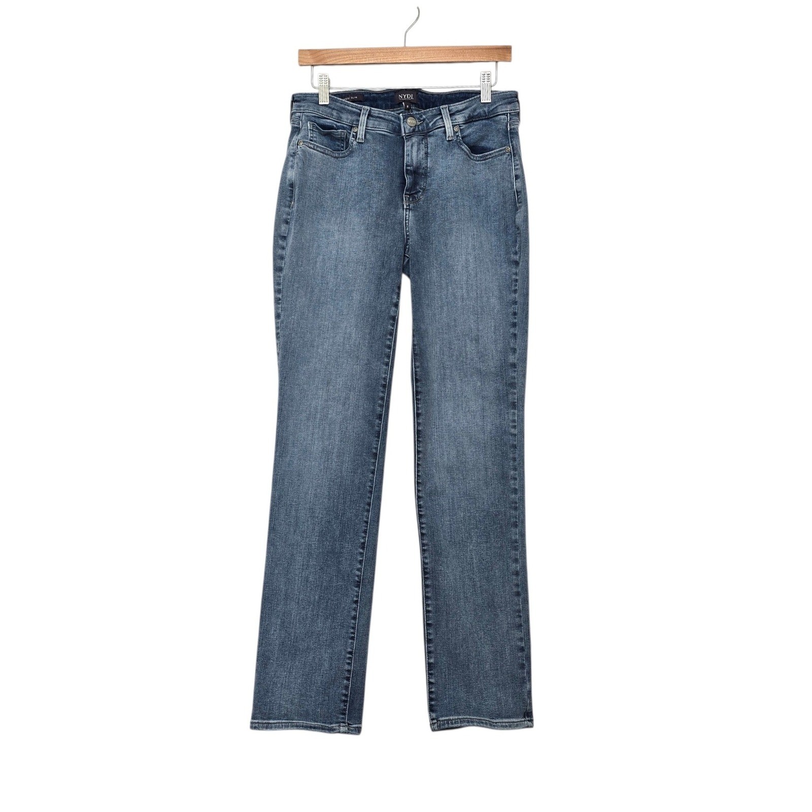 NYDJ Sheri Slim Jeans Women\'s Size 8 Medium Blue Lift Tuck Straight Leg Denim