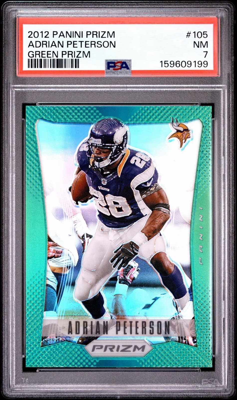 2012 Panini Prizm Adrian Peterson #105 Green Prizm PSA 7 Vikings