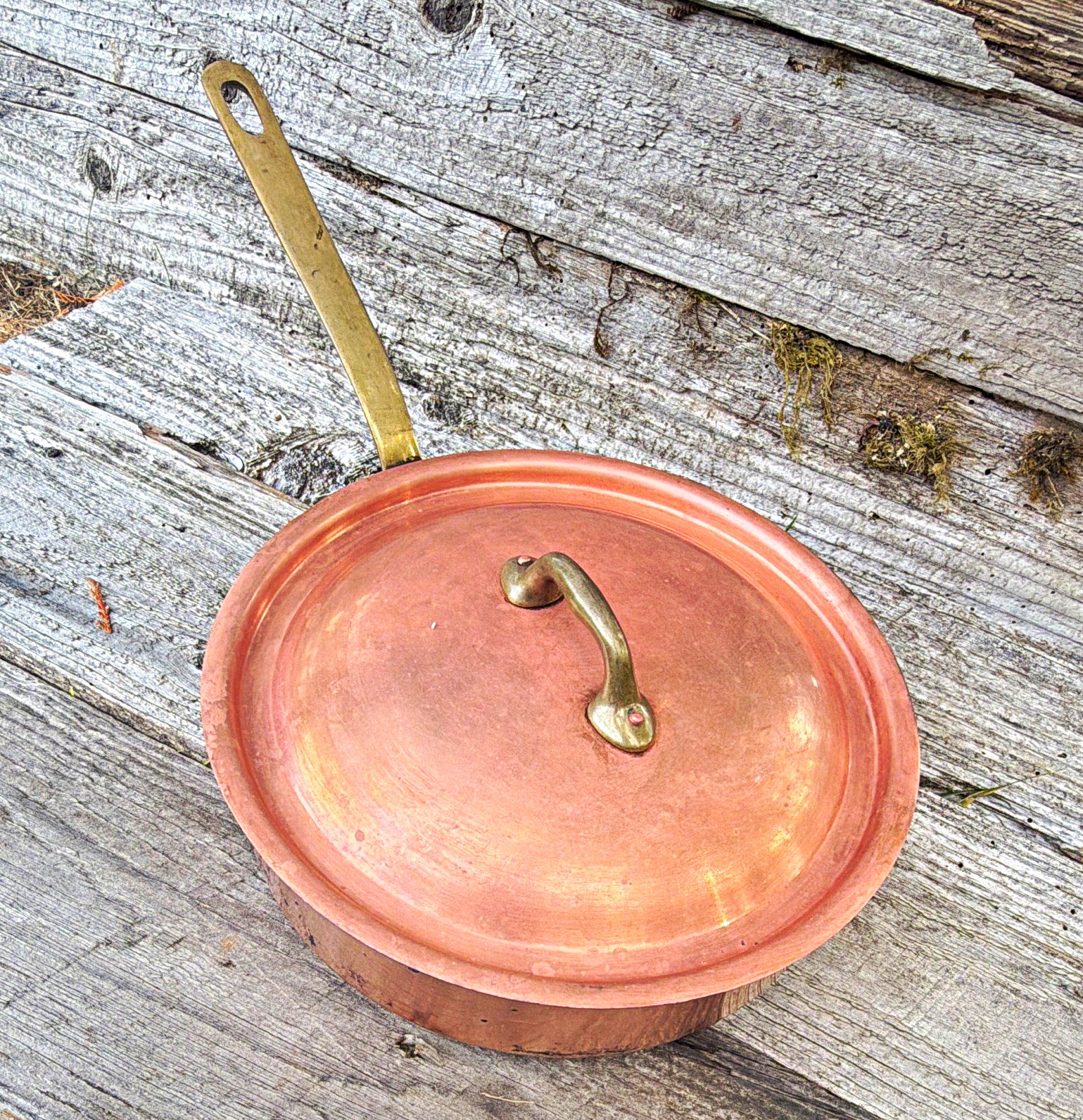 Vintage Mauviel Copper 9.5 Inch Saute Pan & Lid French Cookware Repair Restore Vintage Mauviel Copper 9.5 Inch Saute Pan & Lid French Cookware Repair Restore