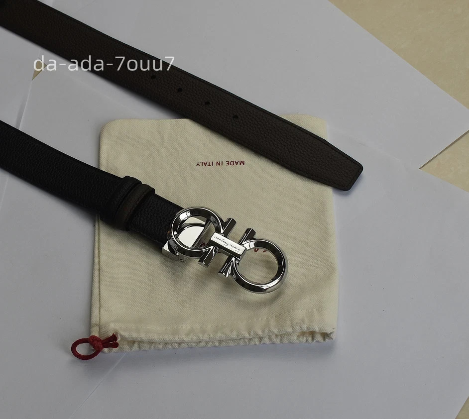 Ferragamo Belt Reversible Black /Brown length 120cm Silver Gancini buckle Men