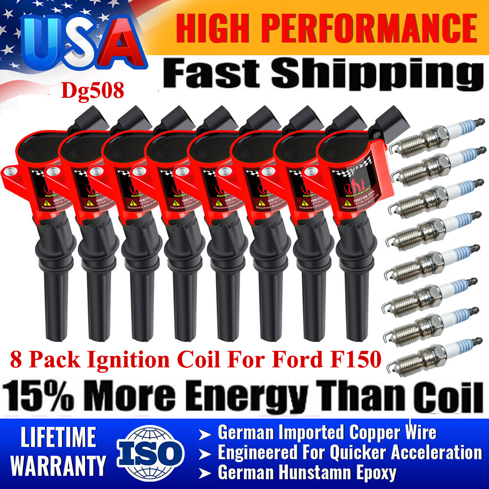 8X Ignition Coil Pack and Iridium Spark Plug For Ford F-150 4.6/5.4L DG508 SP479