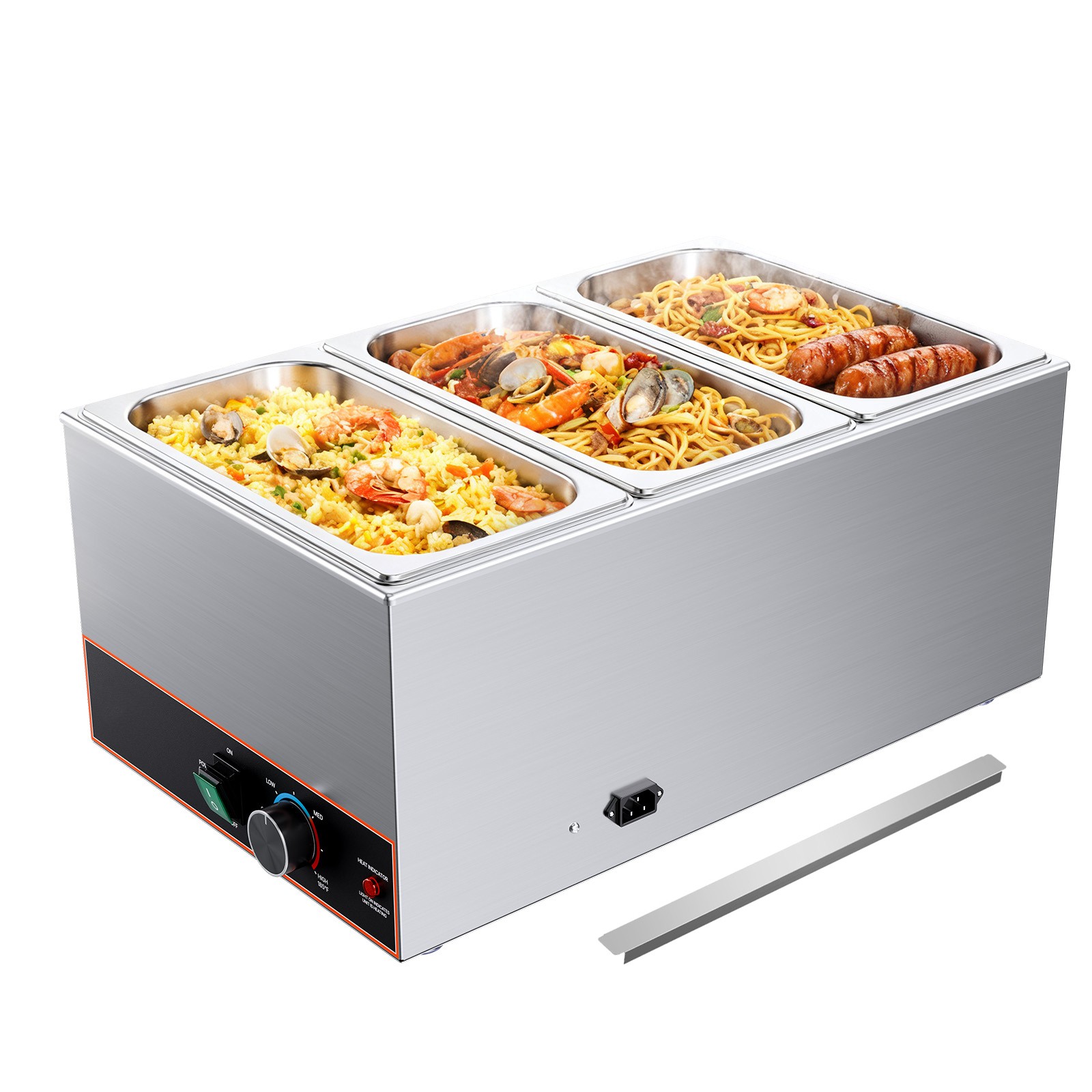 Uimoso 3Pan Commercial Food Warmer Buffet Bain Marie 1500W Steam Table with Cord