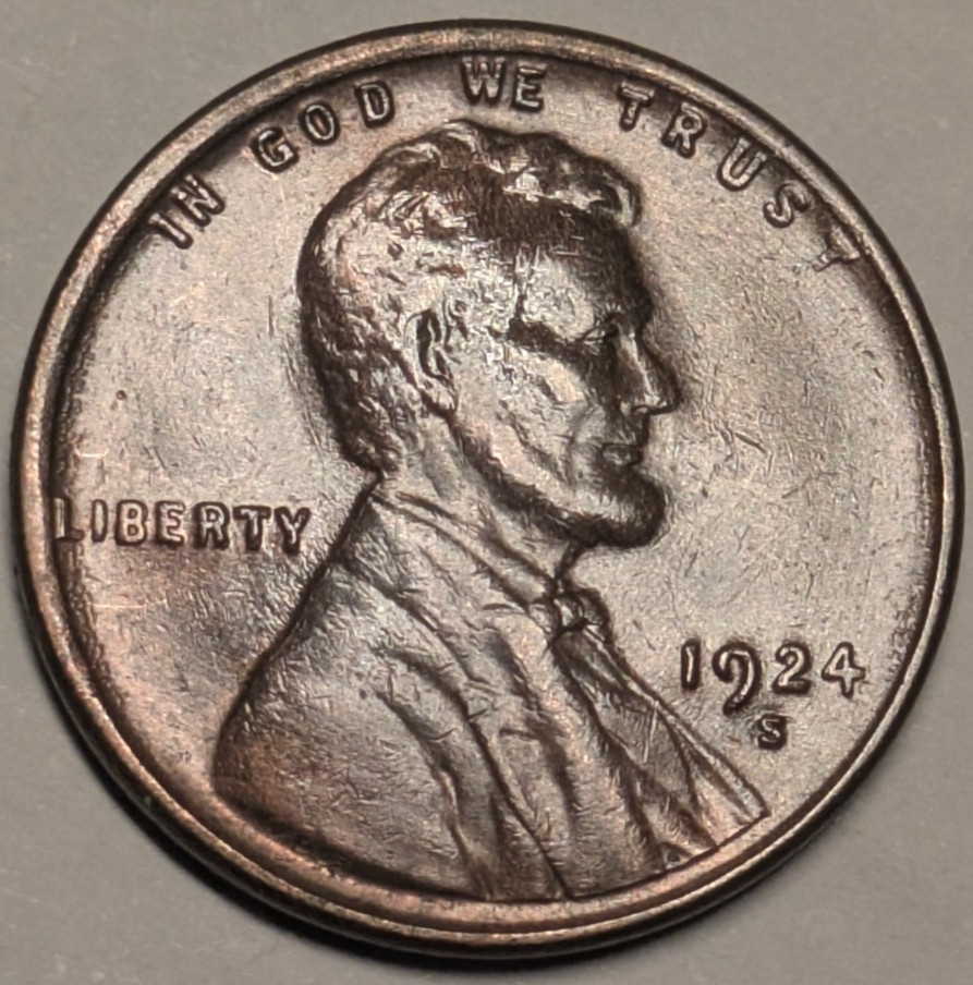 1924-S LINCOLN WHEAT CENT Unc. BU T95867 1924-S LINCOLN WHEAT CENT Unc. BU T95867