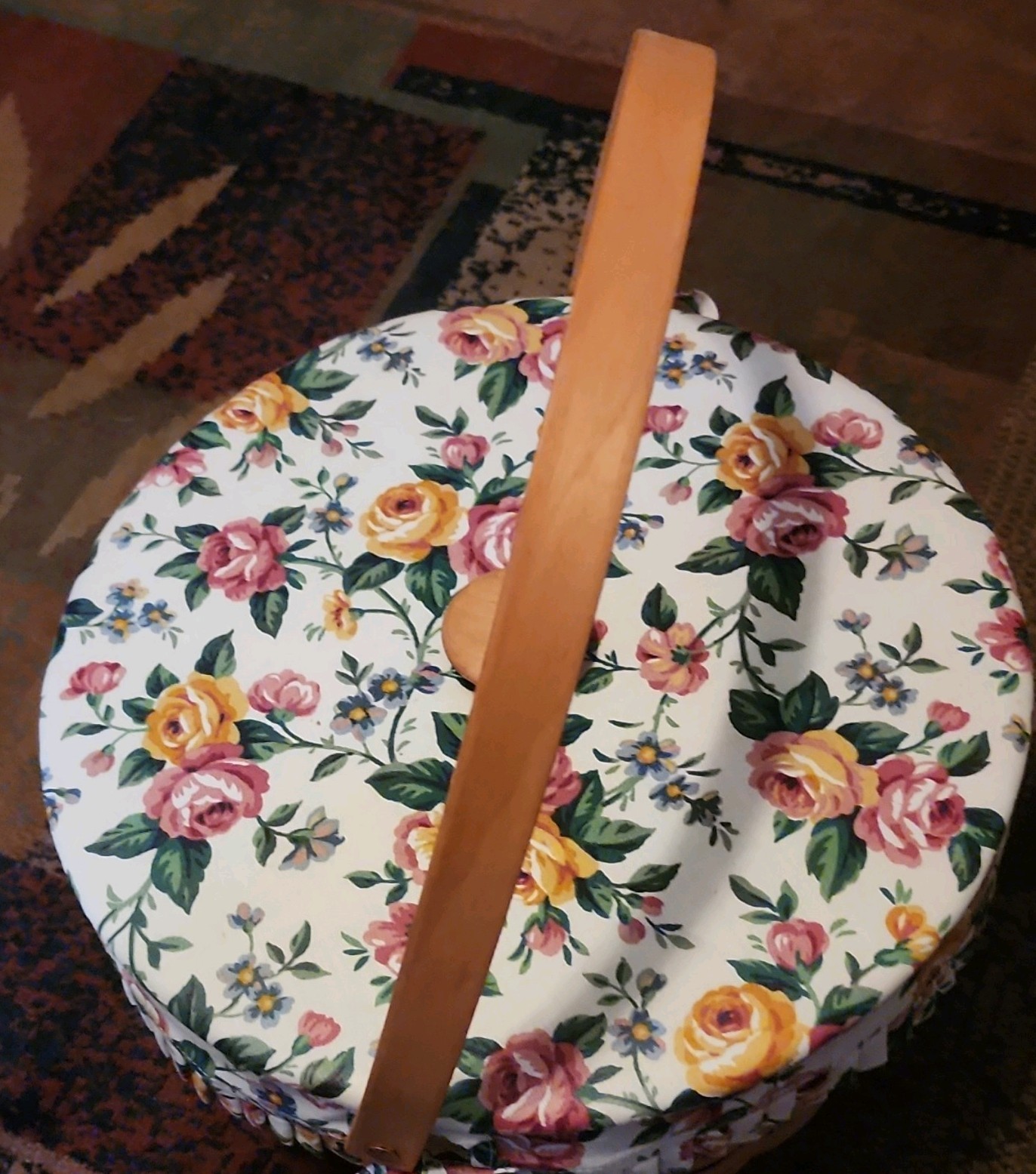 Vintage 1996 Longaberger Safe Harbor Basket Garden Splendor Liner Lid Protector