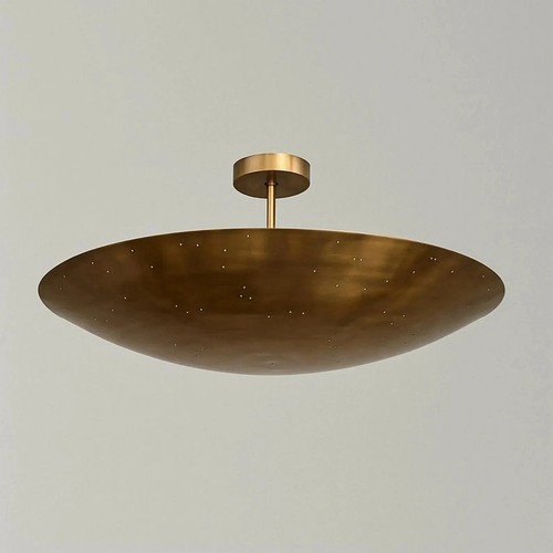 Brass Perforated Ceiling Light: Mid Century Sputnik Flush Mounting