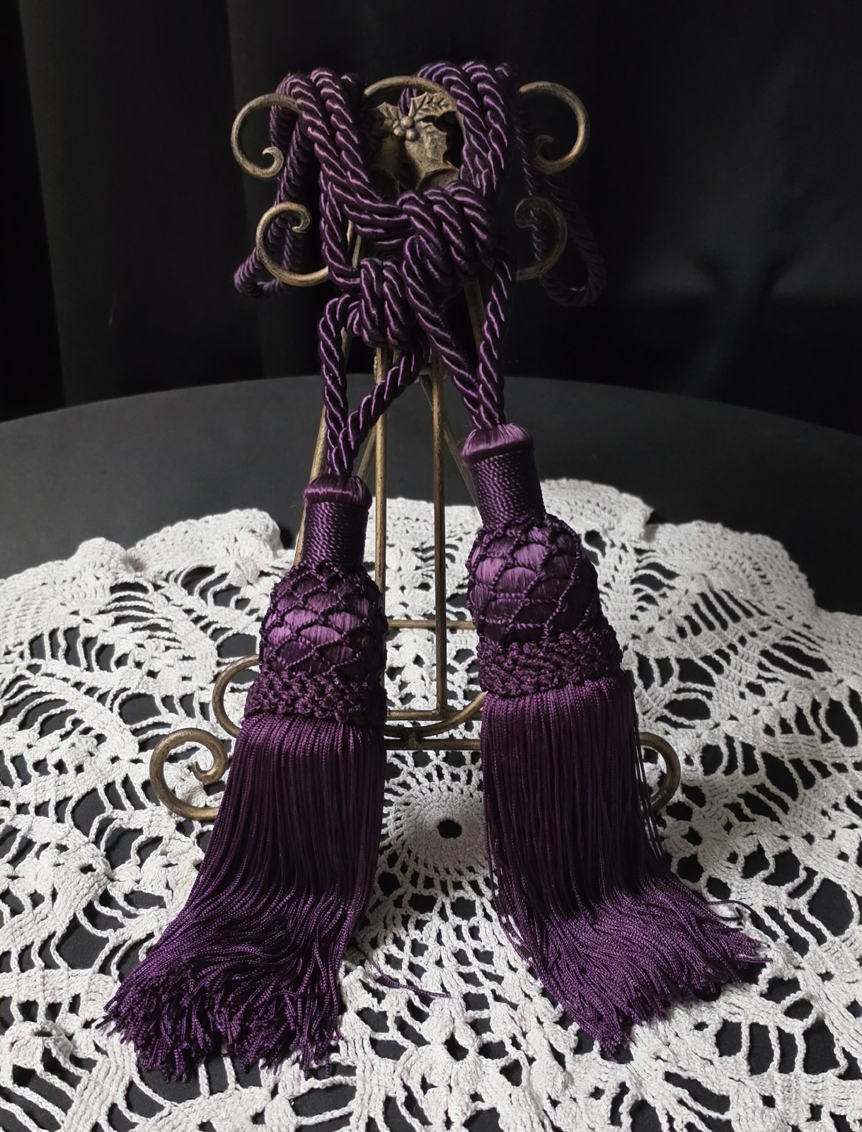 VTG Conso Trims Empress 21919 Tassel Drapery Tiebacks Aubergine Purple Pair x2