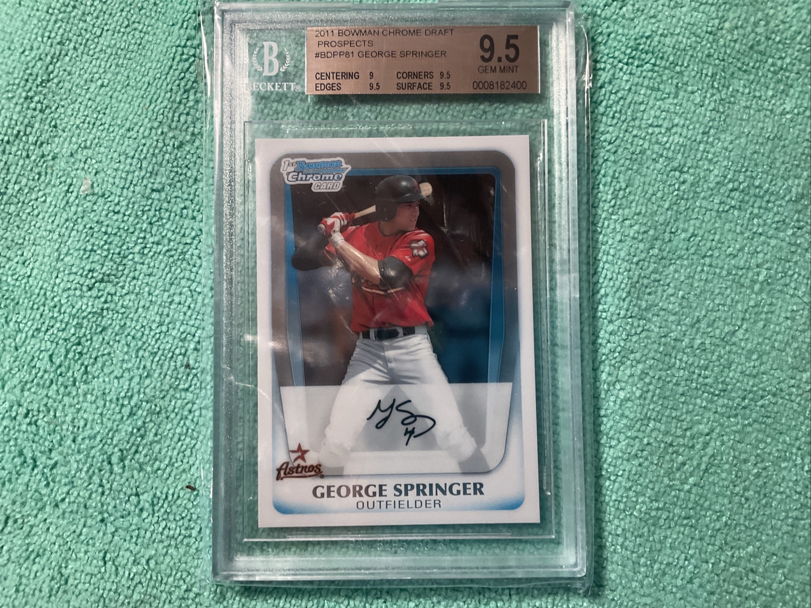 2011 BOWMAN CHROME BASEBALL GEORGE SPRINGER PROSPECTS BGS 9.5 GEM MINT 2011 BOWMAN CHROME BASEBALL GEORGE SPRINGER PROSPECTS BGS 9.5 GEM MINT
