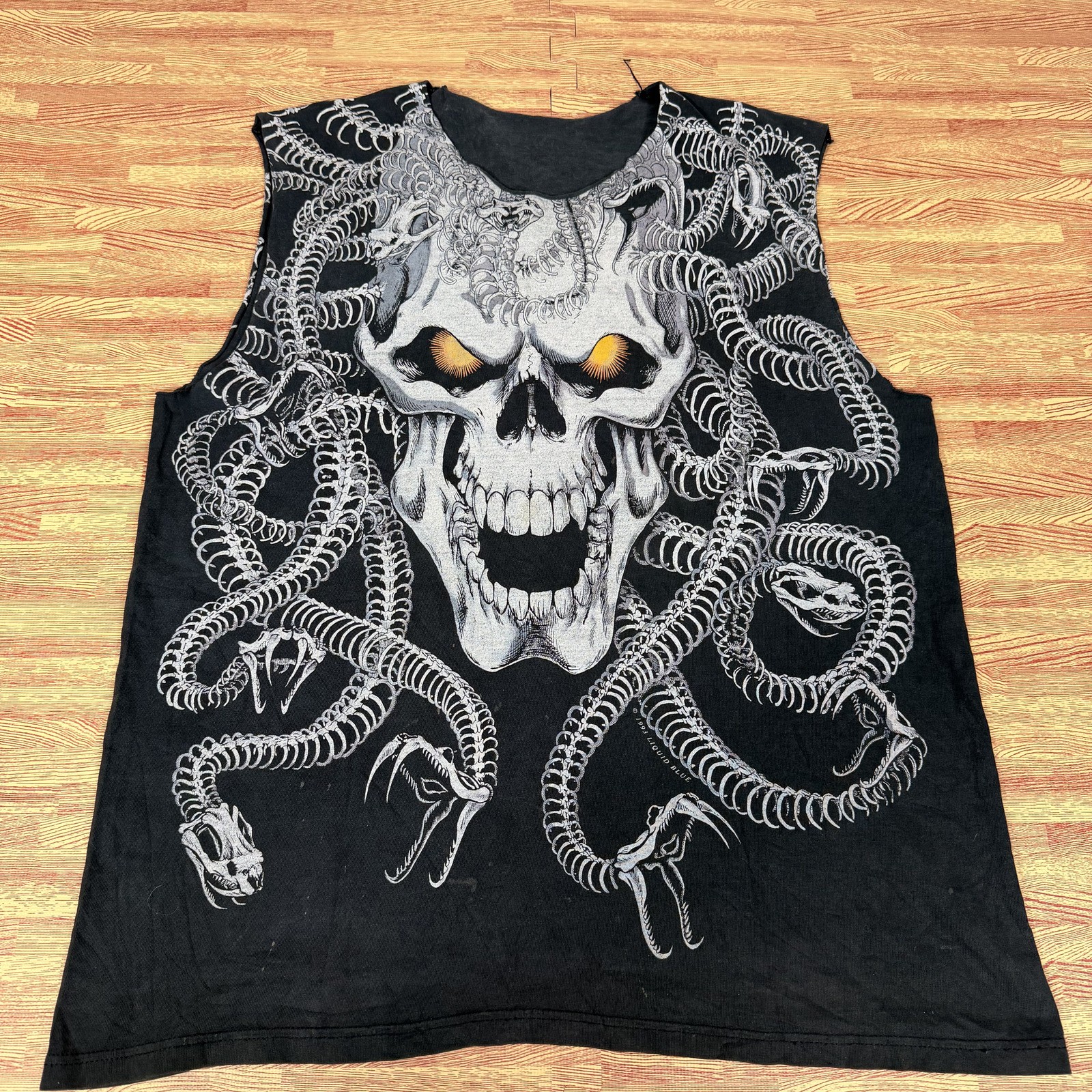 Vintage 1993 Liquid Blue Medusa Skull Snake Tank Top 90s Horror L Vintage 1993 Liquid Blue Medusa Skull Snake Tank Top 90s Horror L