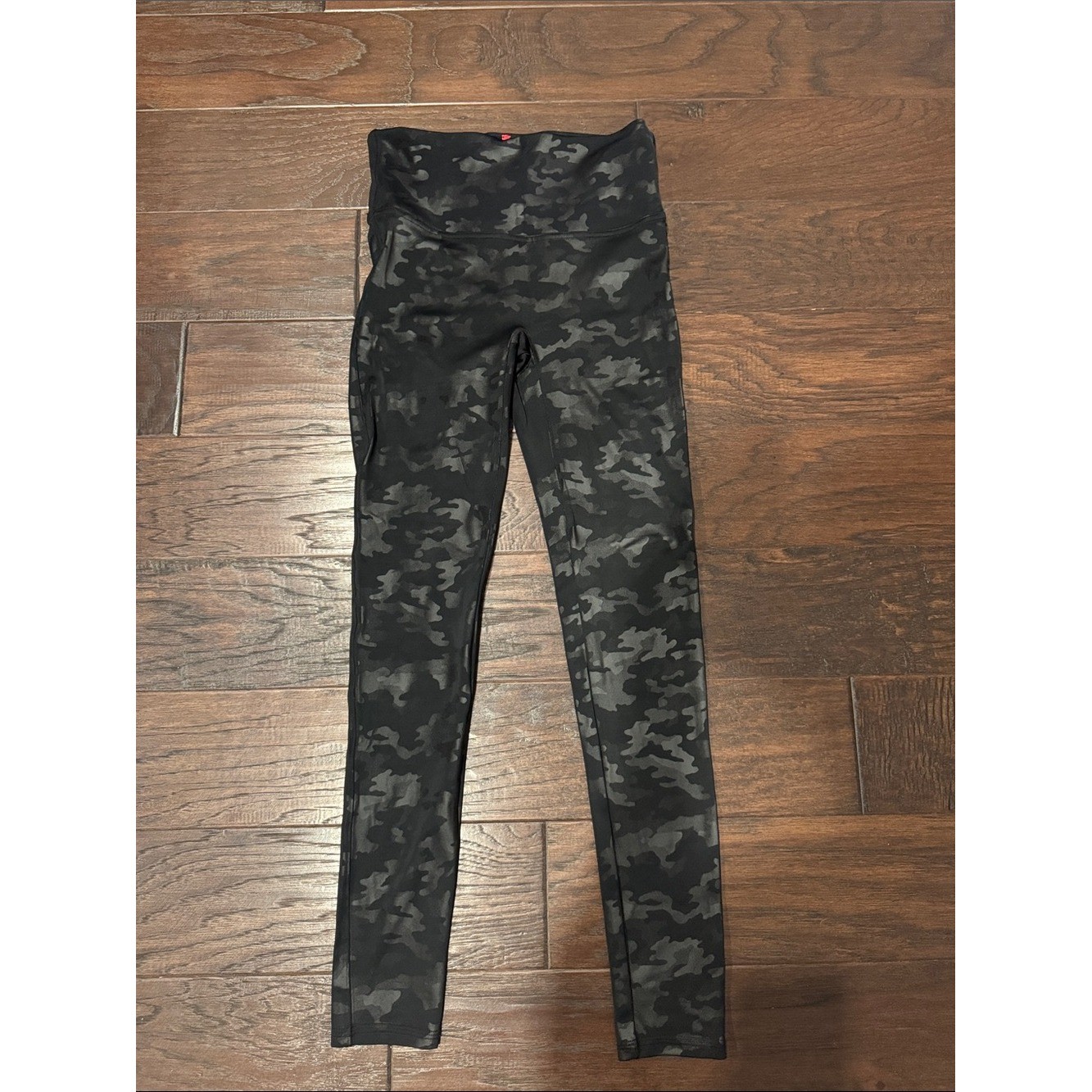 SPANX Faux Leather  Black Camo High-Rise Performance Leggings