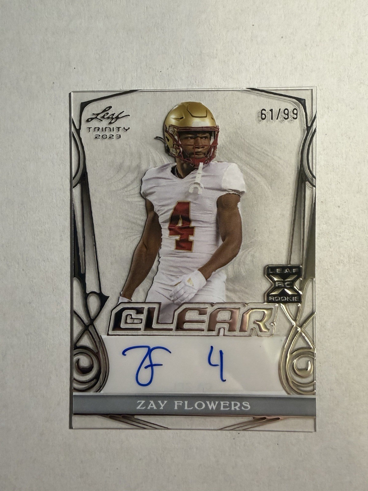 Zay Flowers 2023 Leaf Trinity Clear Auto Acetate RC /99 Boston College Ravens Zay Flowers 2023 Leaf Trinity Clear Auto Acetate RC /99 Boston College Ravens