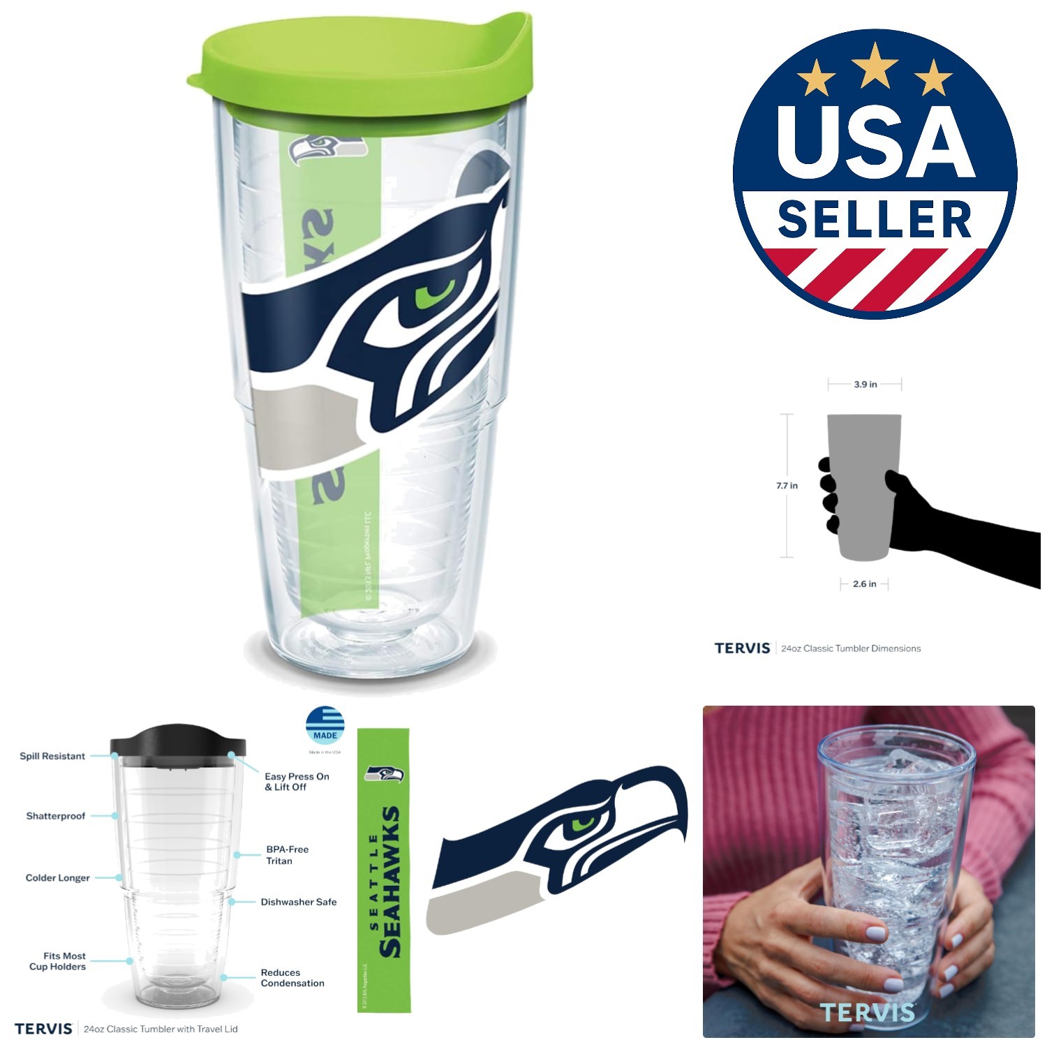 Colossal 24oz Double-Wall Seattle Seahawks Drink Cup - Keeps Drinks Perfect