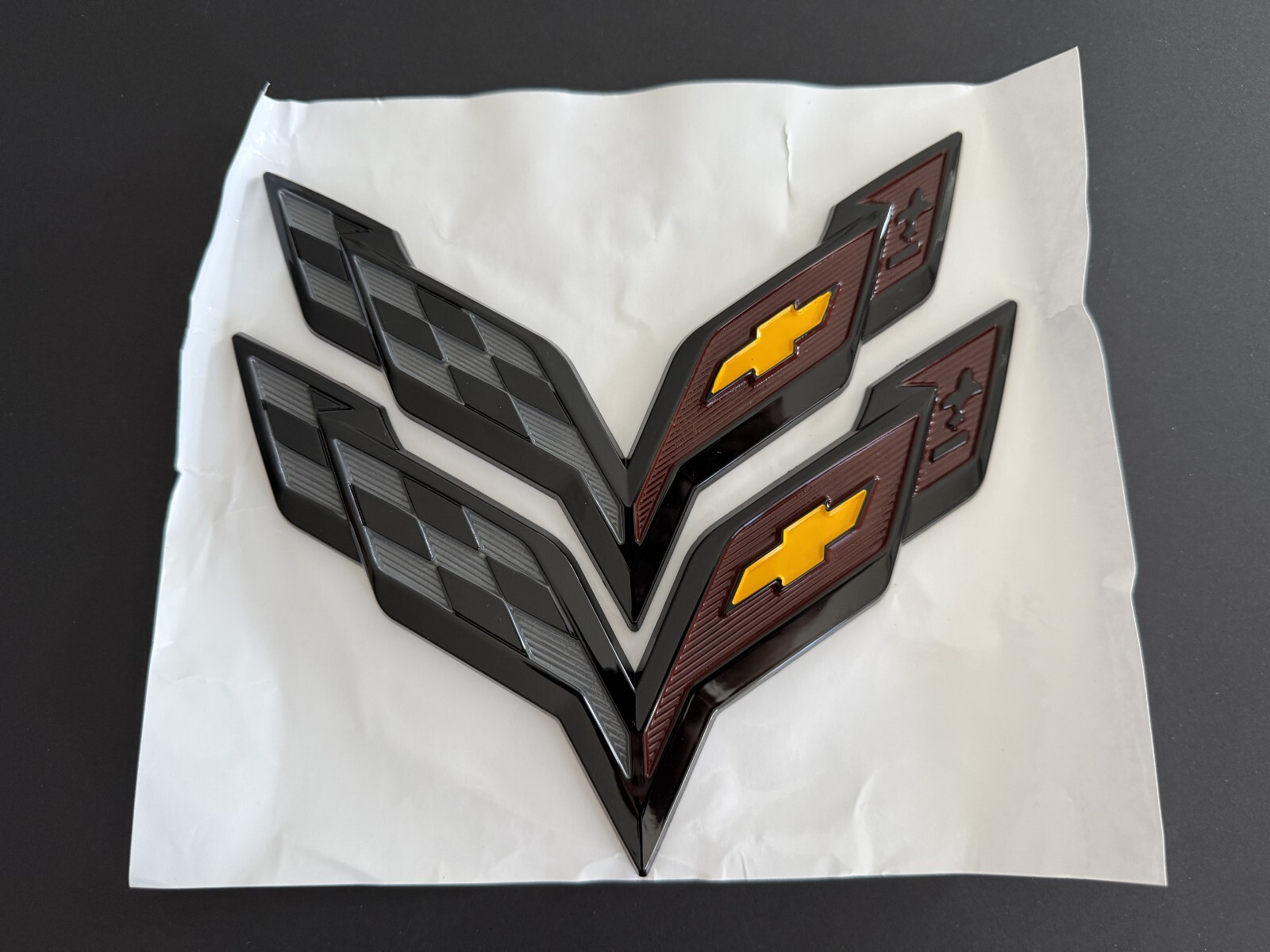 Corvette C7 Front Rear Emblem Badge 2014-2019 Cross Flag logo
