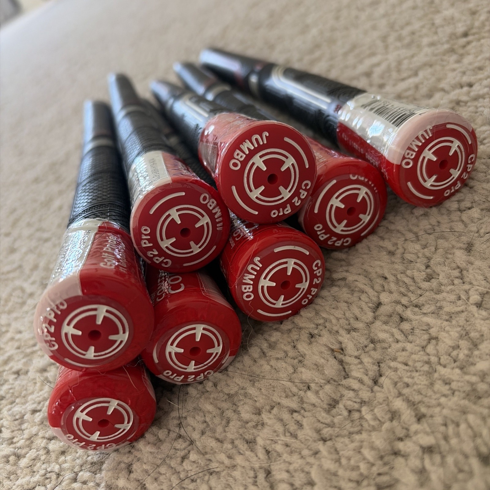 - - - NEW - - - Premium Jumbo CP2 Golf Grips Set Of 8 (Red/Black)