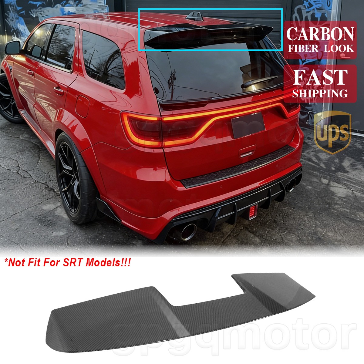 For Dodge Durango GT R/T 2011-20 Carbon Painted Rear Roof Spoiler Wing Extension