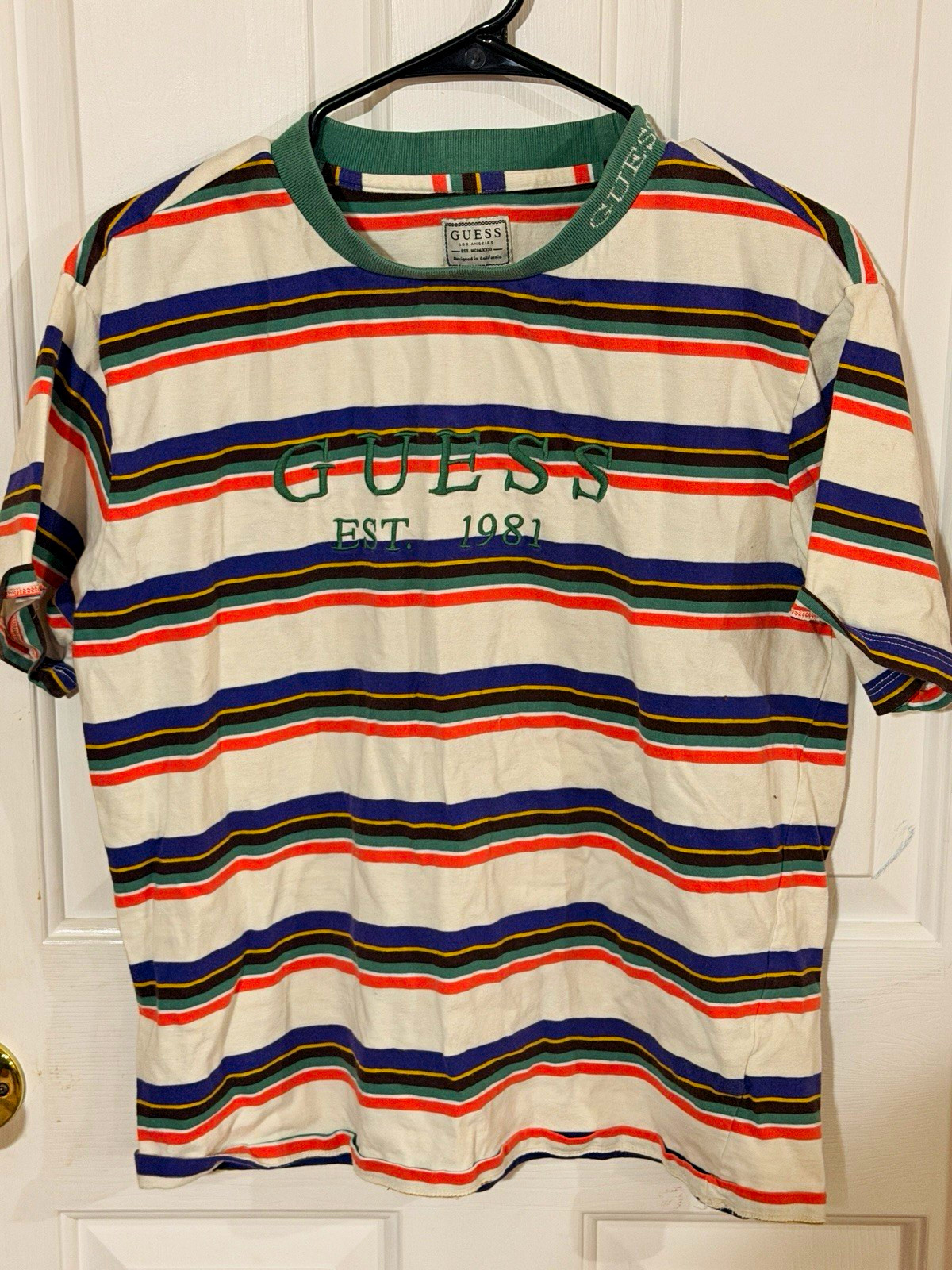 GUESS Women’s Embroidered Logo Crew Neck Short Sleeve T-Shirt Size S