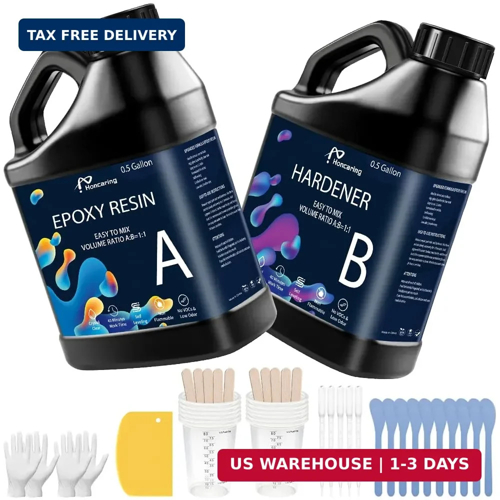 Epoxy Resin 1 Gal Kit, Hard Type Epoxy Resin Kit, Less Bubble & Low Od