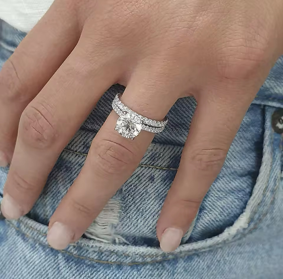 2pcs CZ Ring Set Women Engagement Wedding Band Cubic Zirconia Jewelry Gift