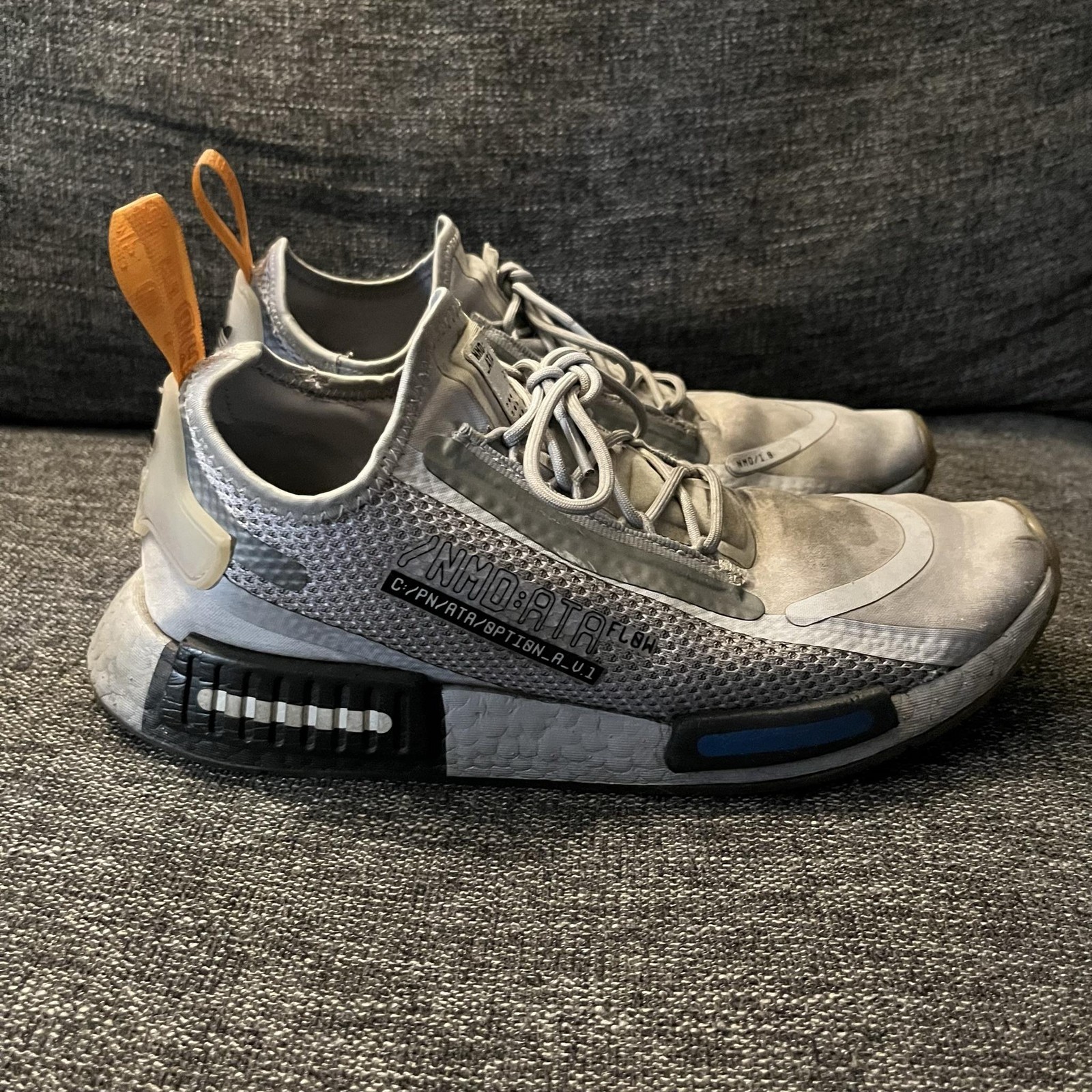 Adidas NMD_R1 Shoes Mens Size 9.5 Gray Mesh Boost NMD:ATA FZ3200 Sneakers
