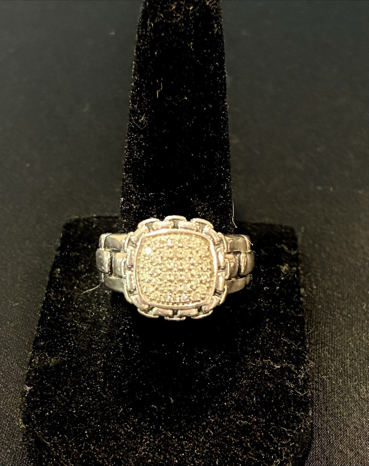 JAI by John Hardy 925 Sterling Silver Cushion Pavé Ring Size 7 Thailand