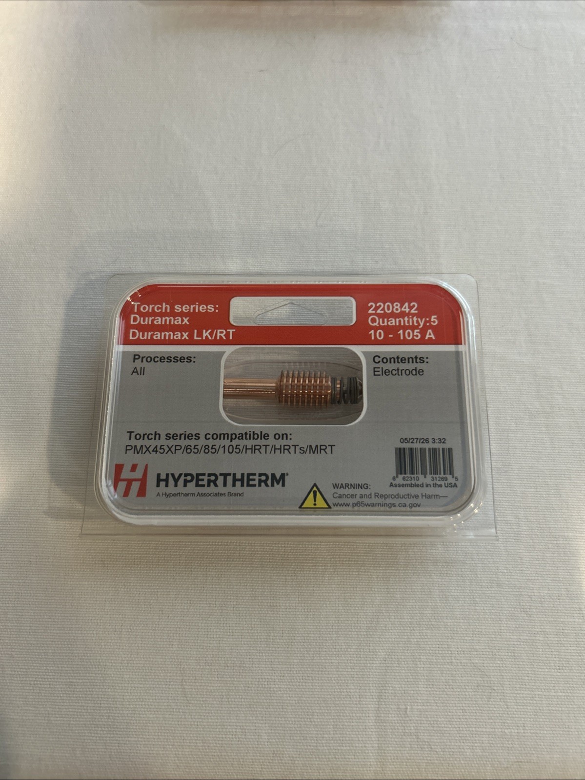 Hypertherm Electrode 220842 for Duramax Plasma Cutter, 5 Pack