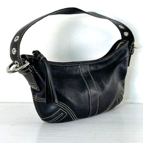 VTG Coach Soho Mini Hobo Black Leather Shoulder Bag Purse Authentic 1310 EUC