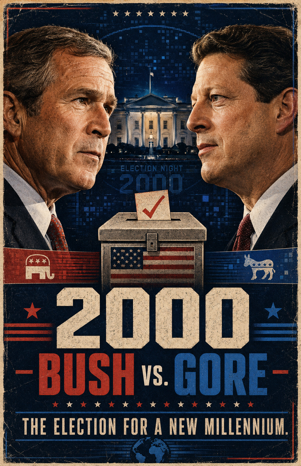 2000 George Bush Vs Al Gore Presidential Election Poster Print 11x17 Art