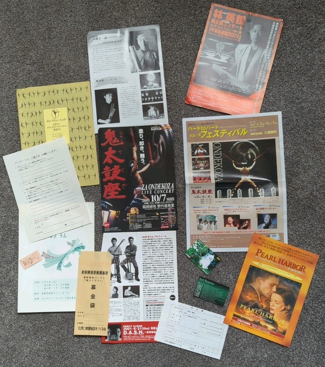 Za Ondekoza 2001 Japanese Taiko Concert Ephemera Lot Flyers Programs Tickets