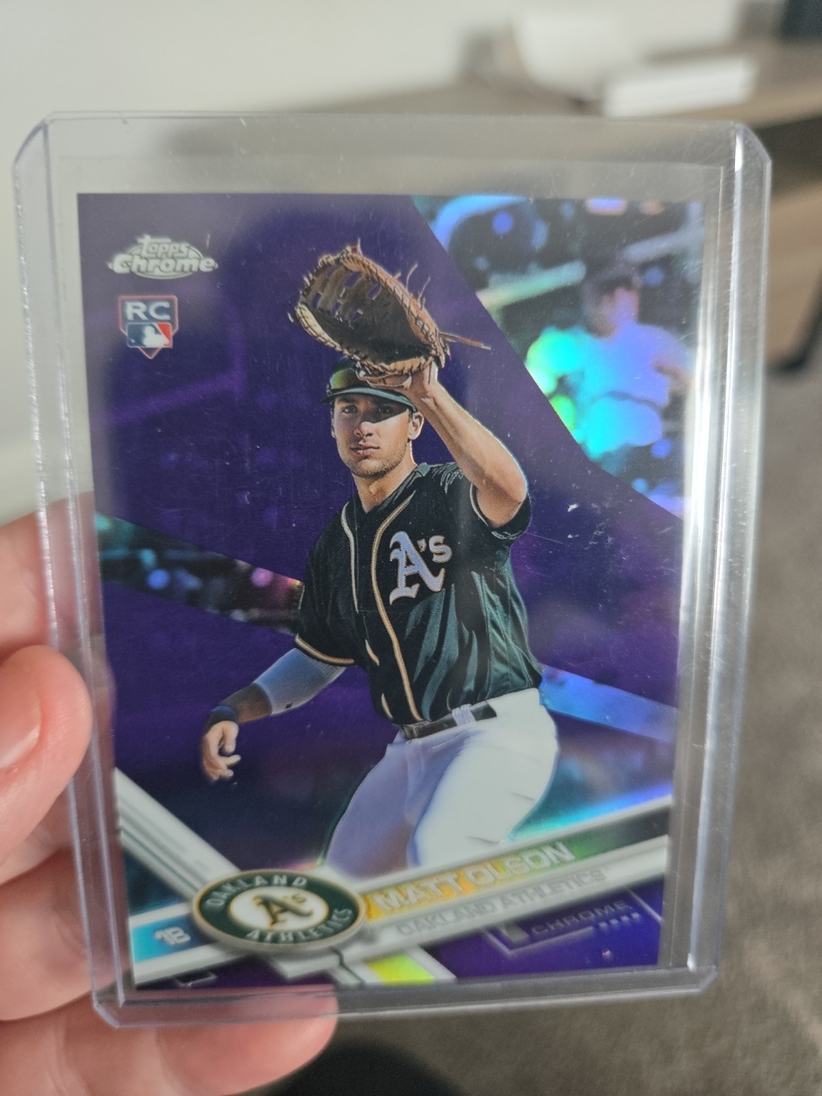 2017 Topps Chrome Matt Olson #98 Purple Refractor RC #’d 95/299