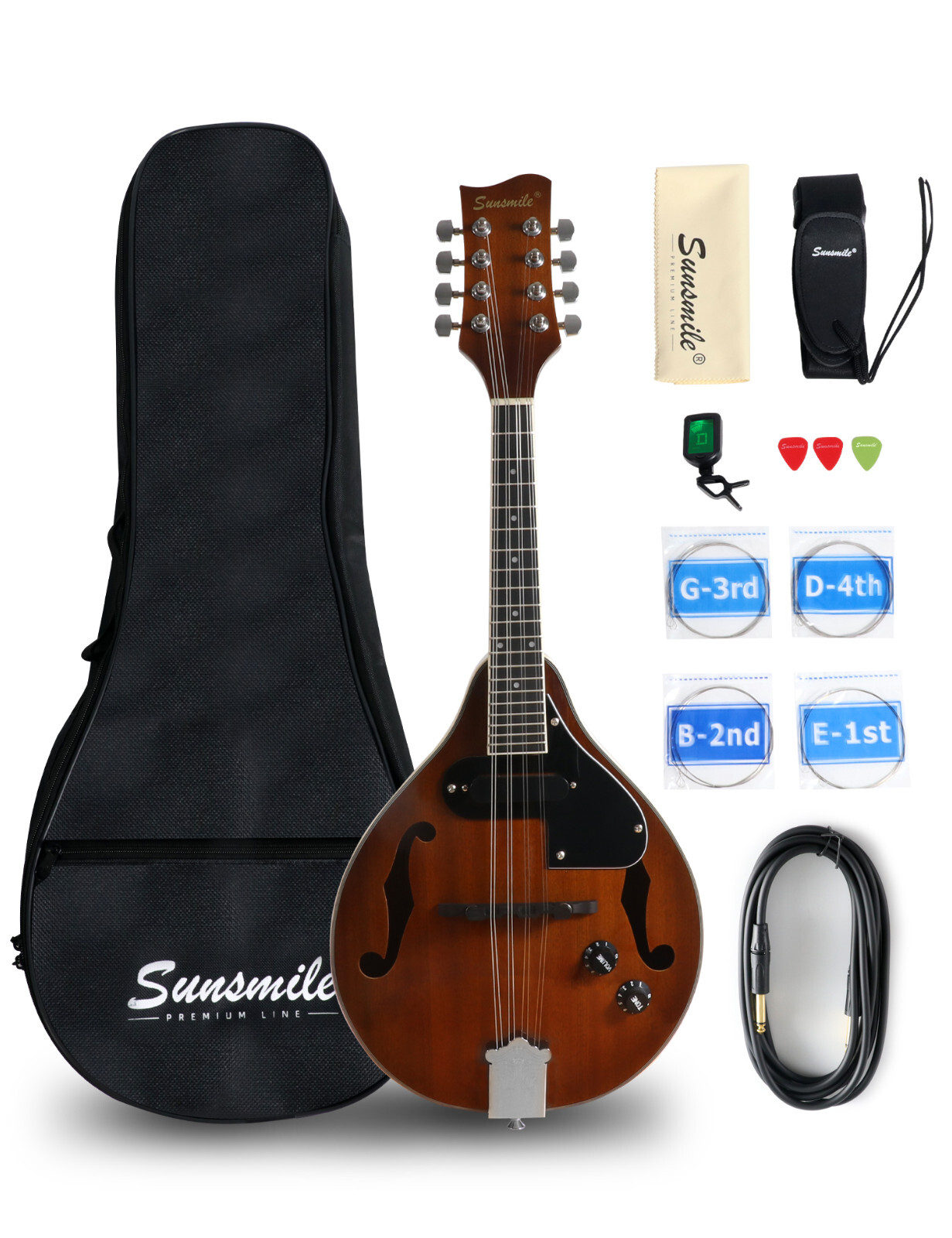 A Style 8 String Electric-Acoustic Mandolin Instrument with Pickup Sapele Top F