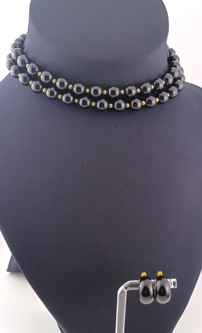 Vintage MINT Signed 1980s Monet Power Dressing Necklace & Clip-On Earring Set