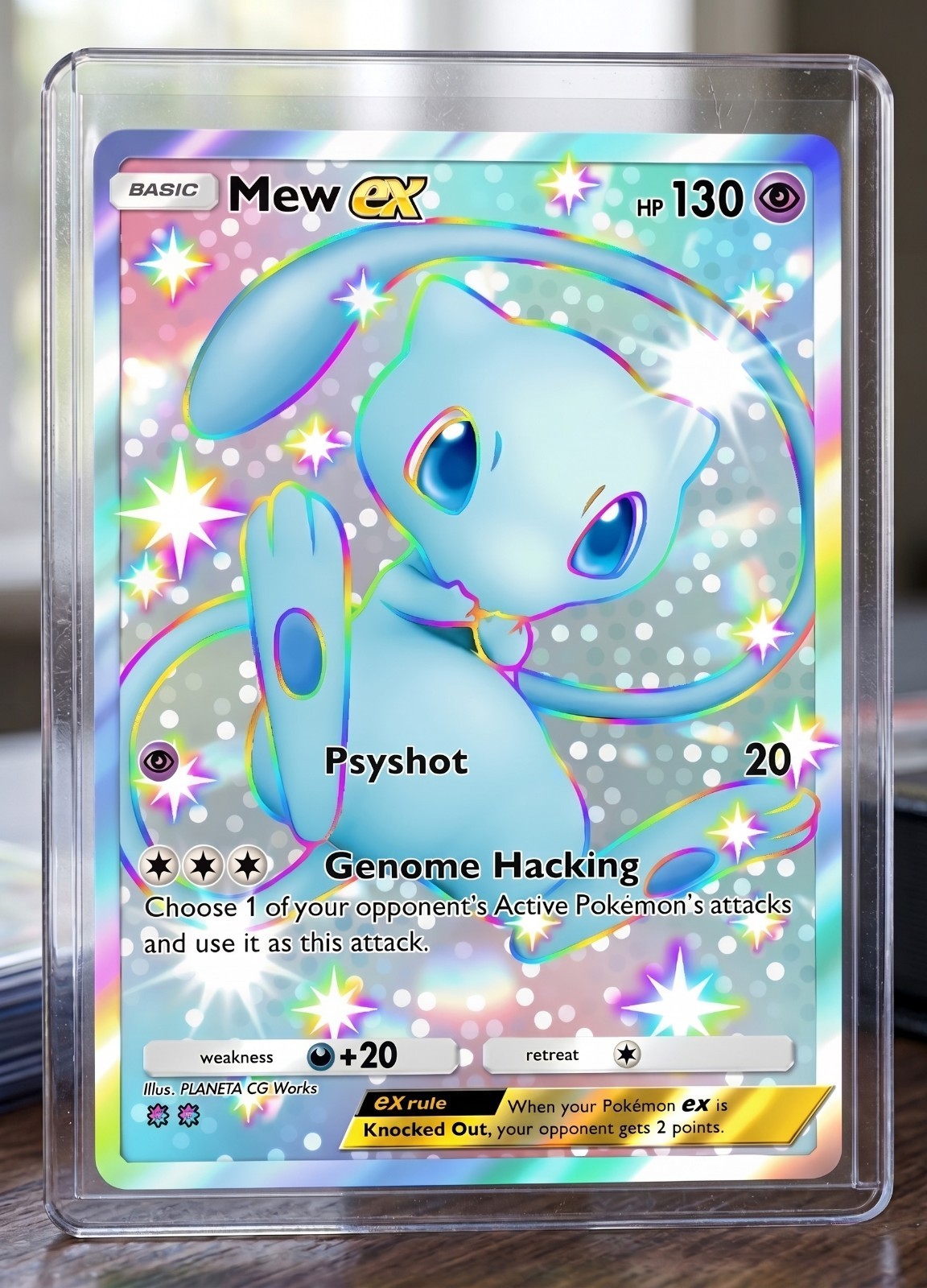 Shiny Mew Ex Holographic Custom Art Card -  Collectible Token Foil