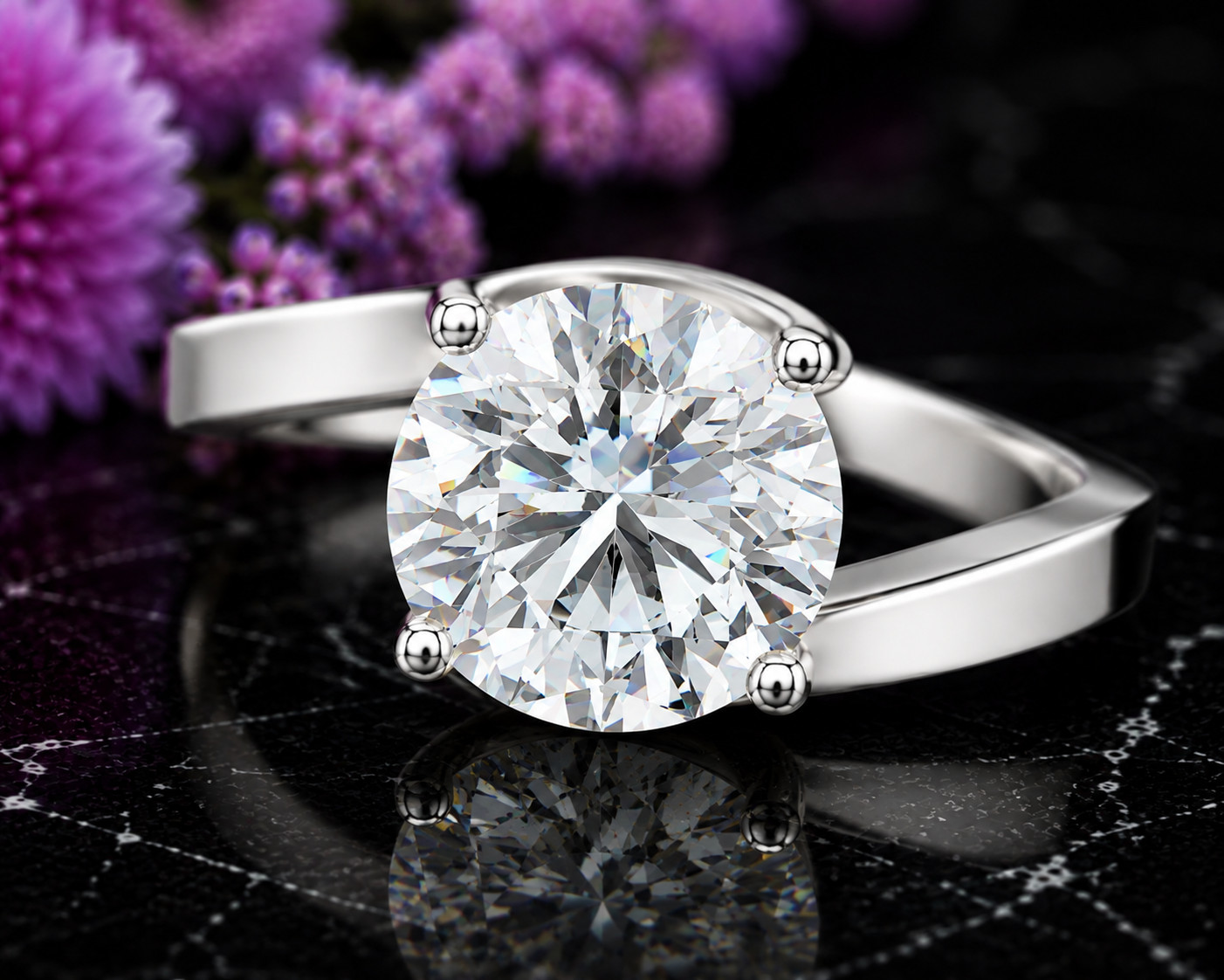 1.00ct IGI Certified Lab Grown Diamond Engagement Ring Round 14k White Gold