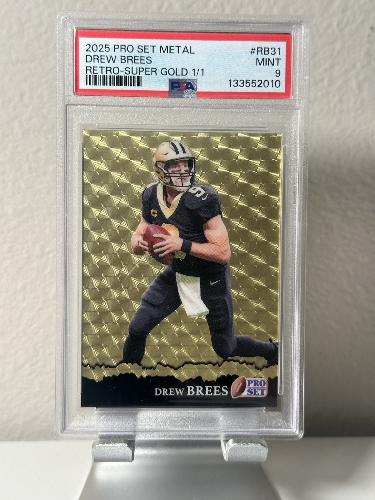 Drew Brees 2025 Leaf Pro Set Metal 1/1 GOLD RETRO- SUPER PSA 9 COLOR MATCH