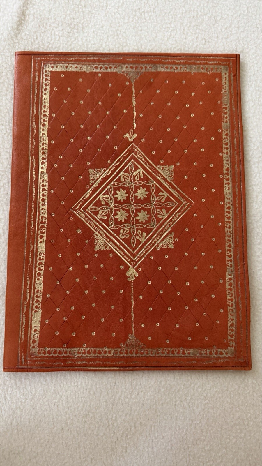  Vintage Handcrafted Genuine Leather Document Folder Organizer Gold Foil Stamped